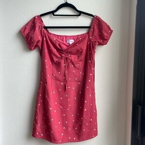 Super down red heart mini dress